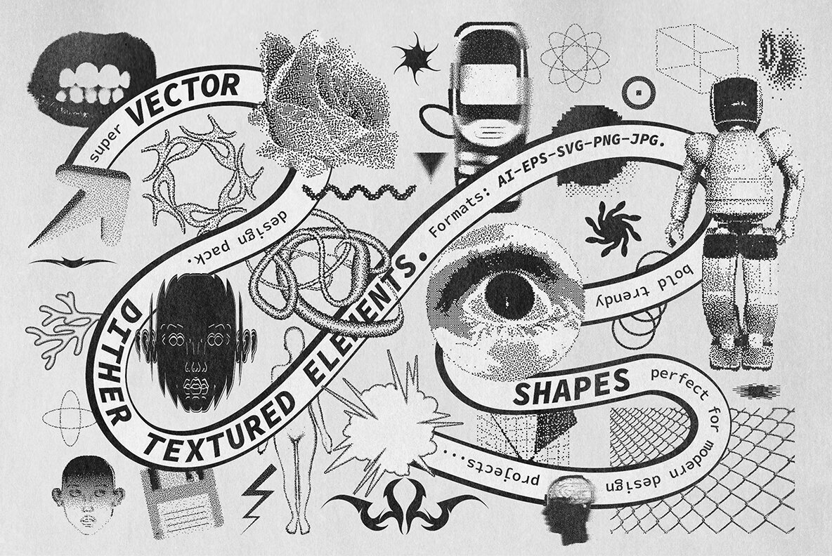 82 Vector Dither Textured Clip Arts 1