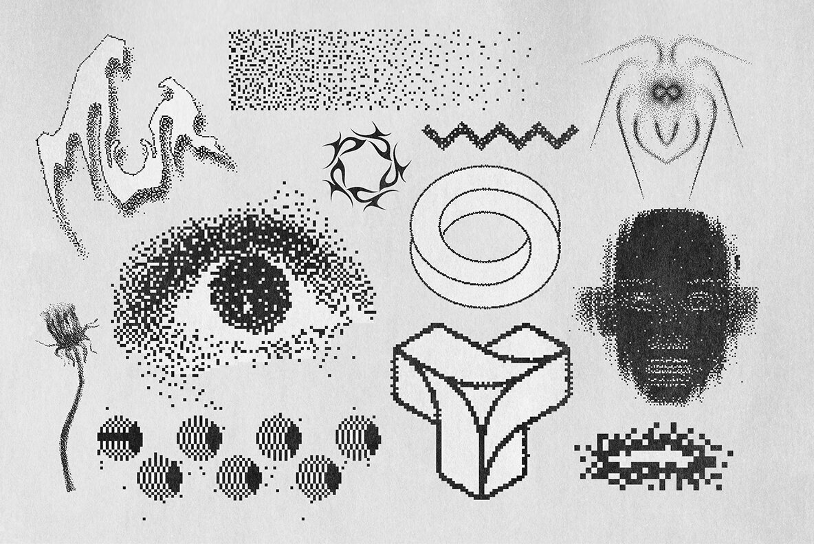 82 Vector Dither Textured Clip Arts 2