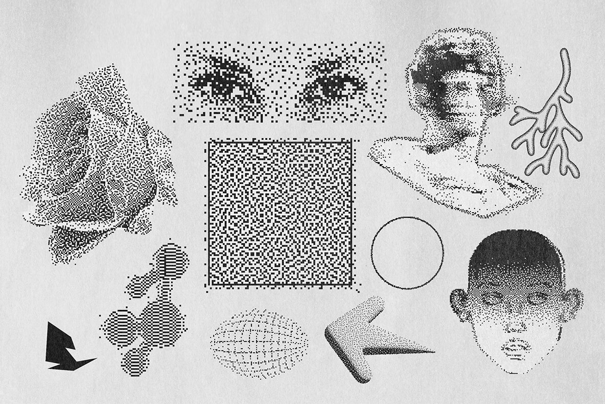 82 Vector Dither Textured Clip Arts 5