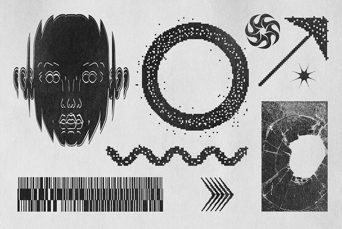 82 Vector Dither Textured Clip Arts 7