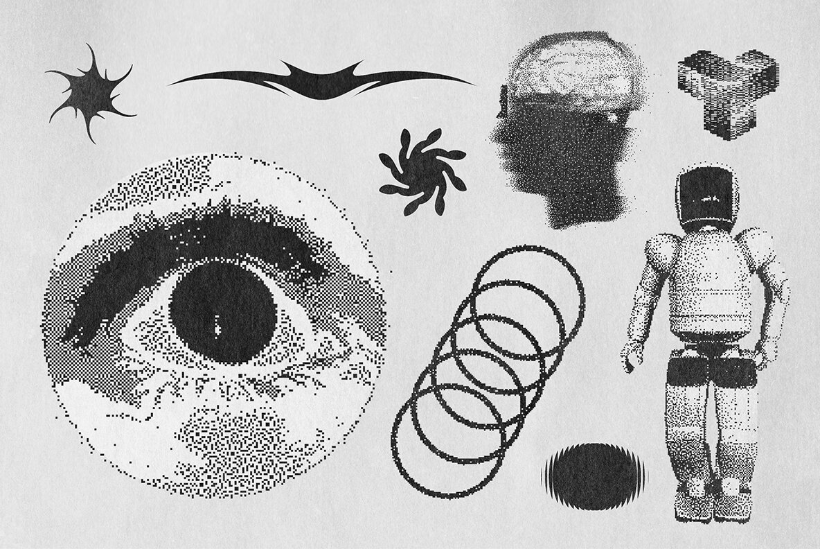 82 Vector Dither Textured Clip Arts 8