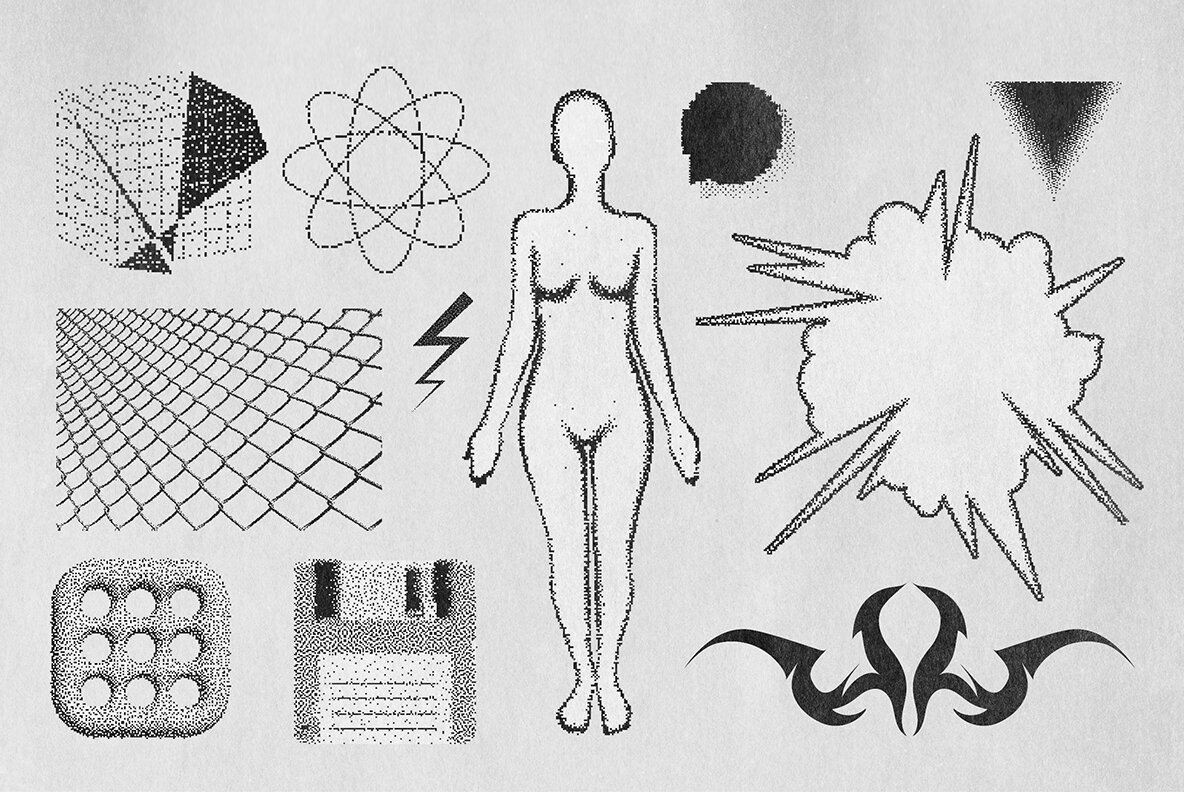 82 Vector Dither Textured Clip Arts 9