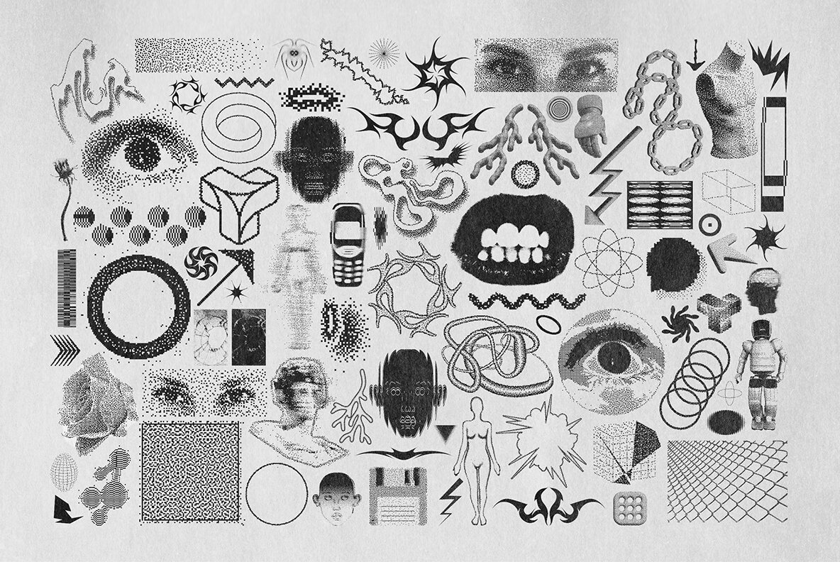 82 Vector Dither Textured Clip Arts 10