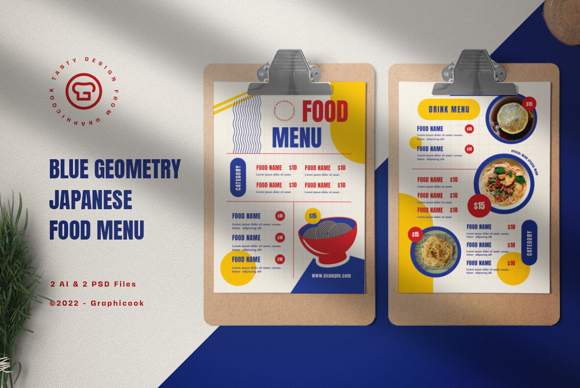 Blue Geometry Japanese Food Menu 1