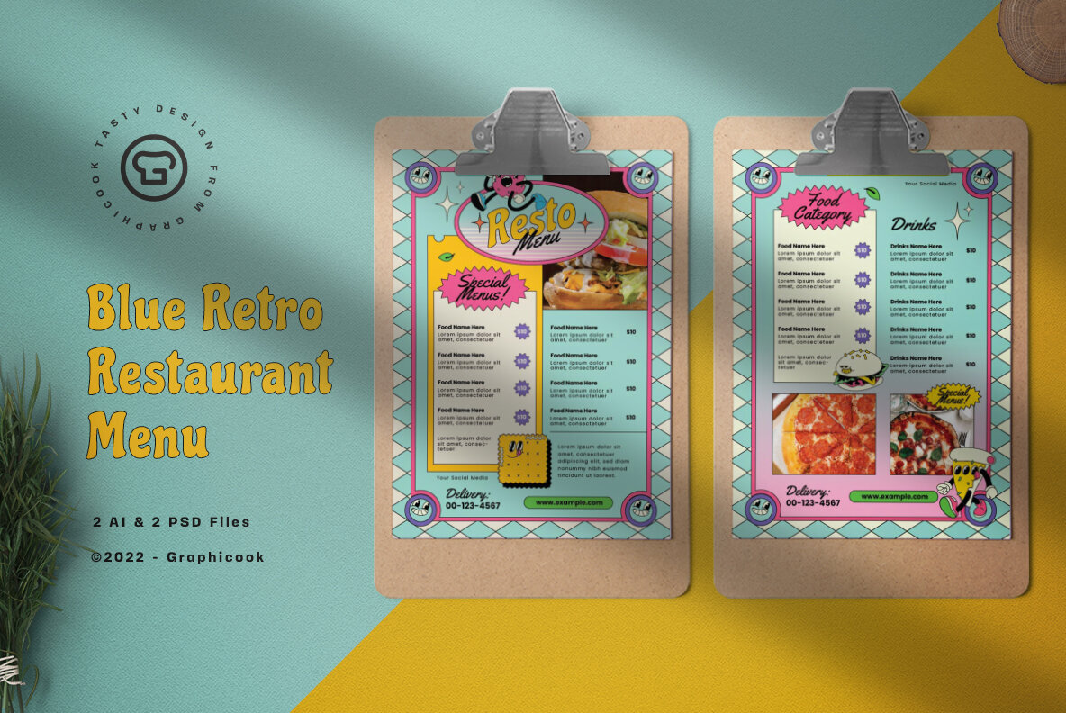 Blue Resto Retro Food Menu 1