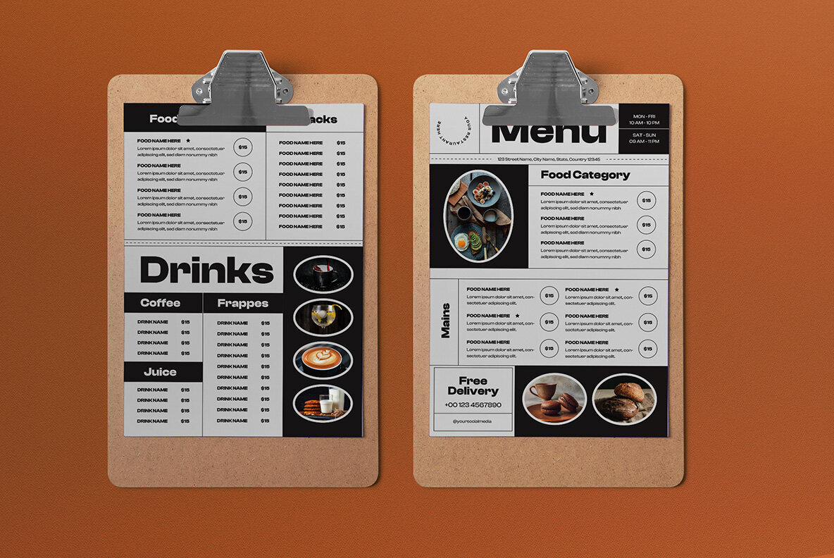 Grey Minimalist Restaurant Food Menu 2