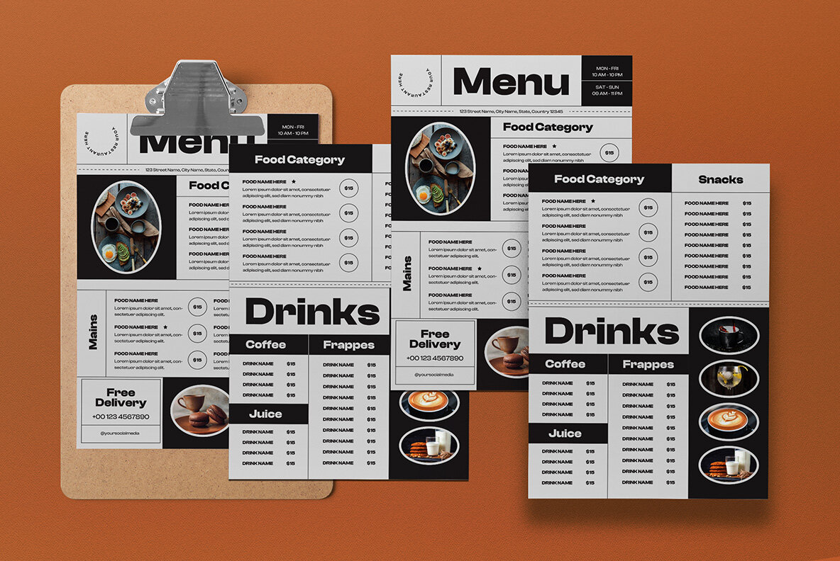 Grey Minimalist Restaurant Food Menu 5