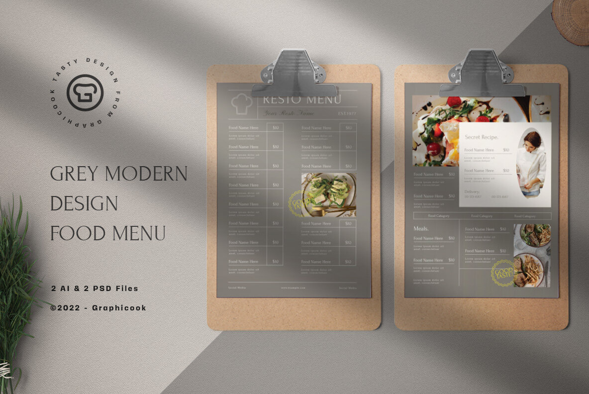 Grey Modern Resto Food Menu 1
