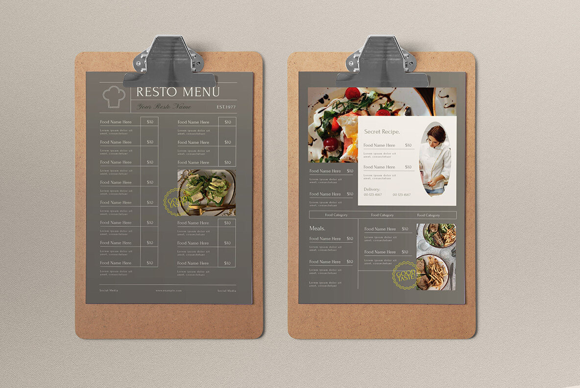 Grey Modern Resto Food Menu 2