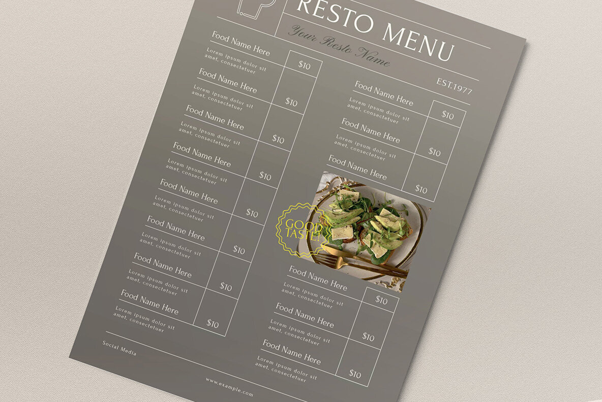 Grey Modern Resto Food Menu 3