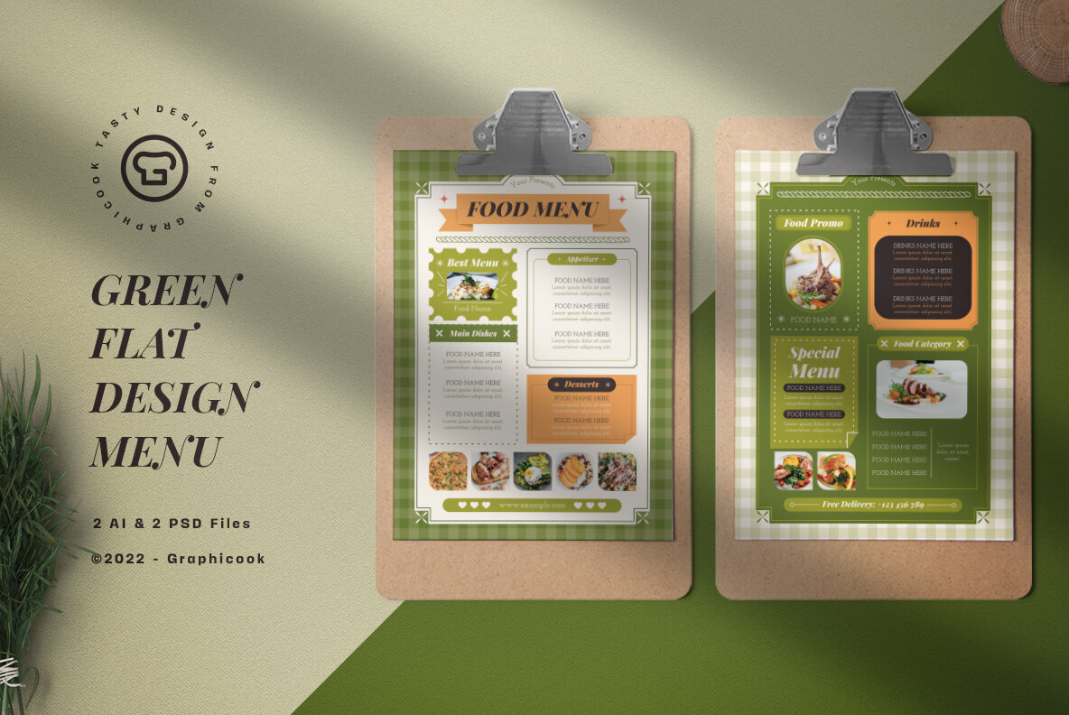 Green Flat Design Food Menu 1