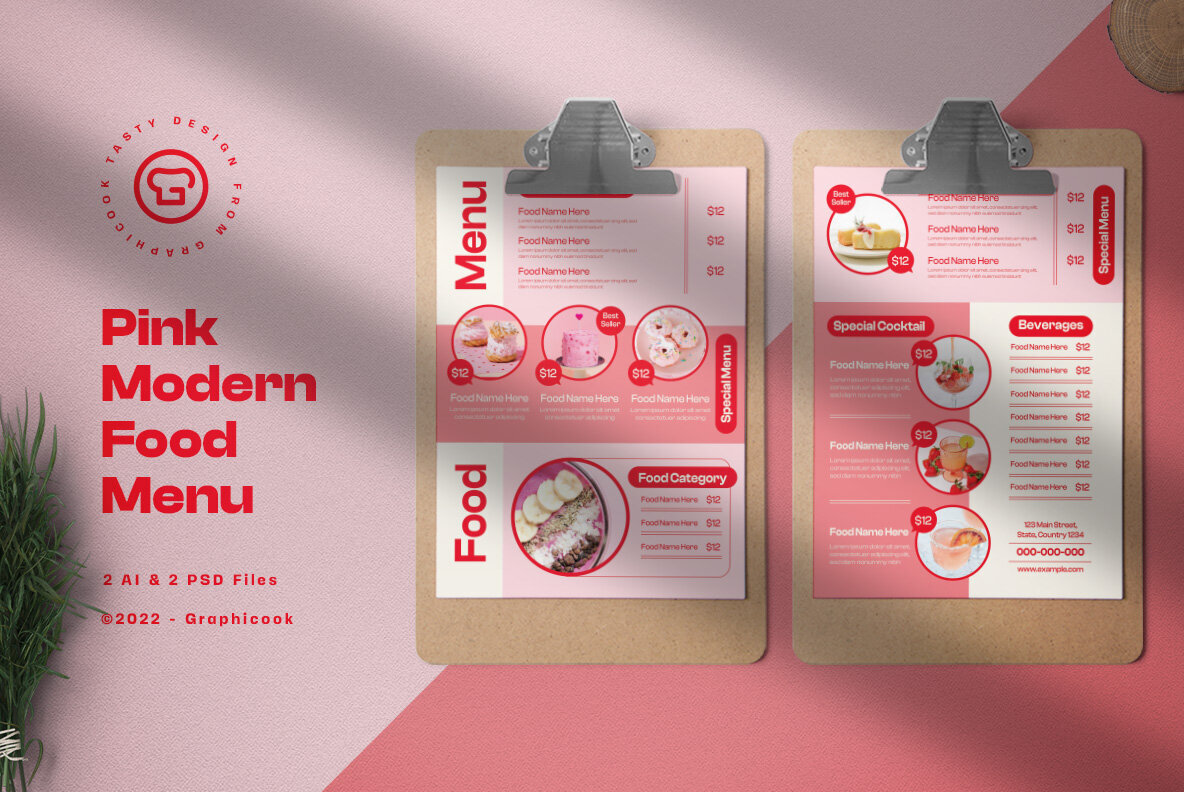 Pink Modern Desert Food Menu 1