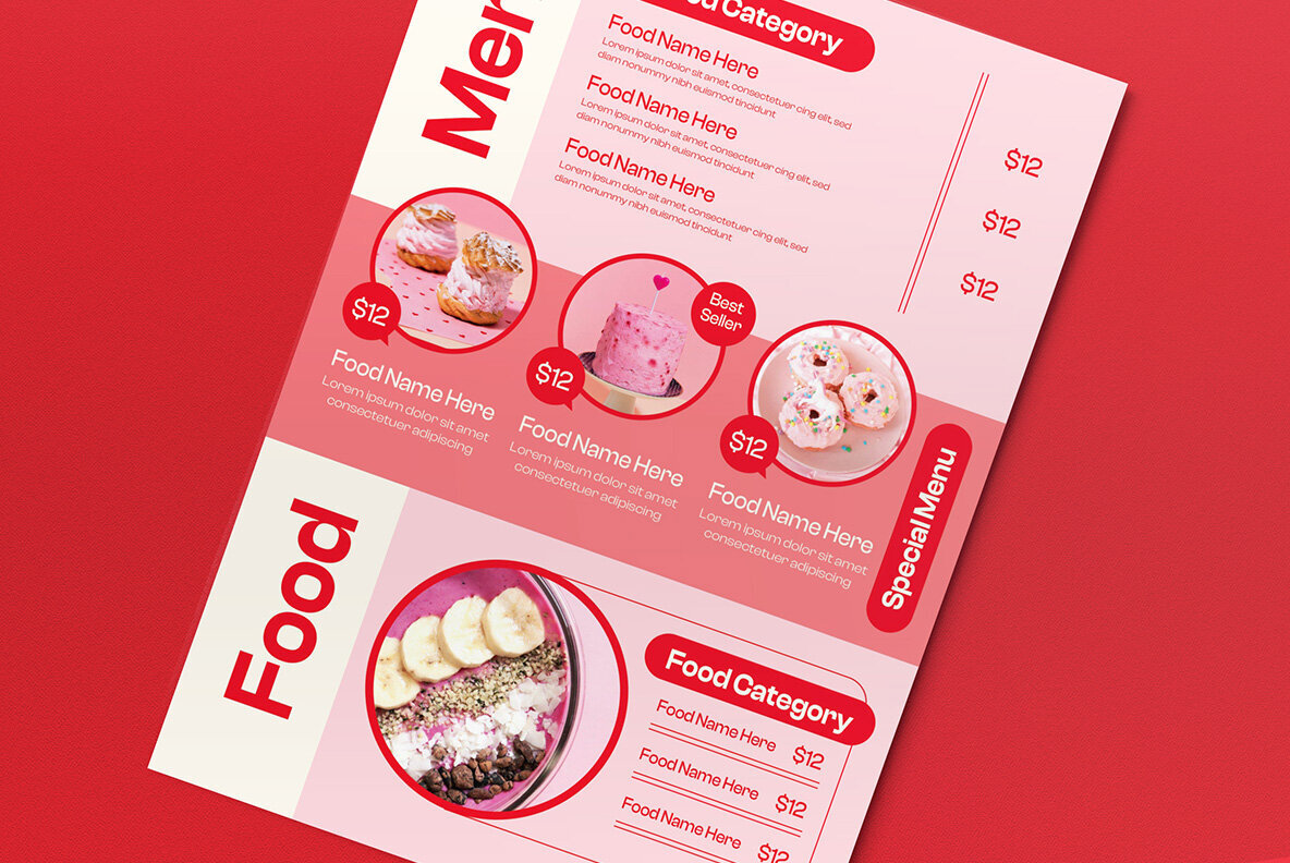 Pink Modern Desert Food Menu 3