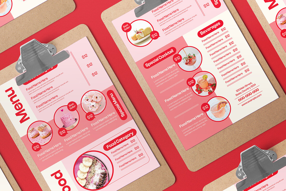 Pink Modern Desert Food Menu 4