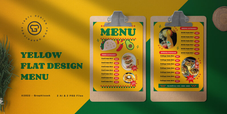 Yellow Flat Design Mexico Food Menu