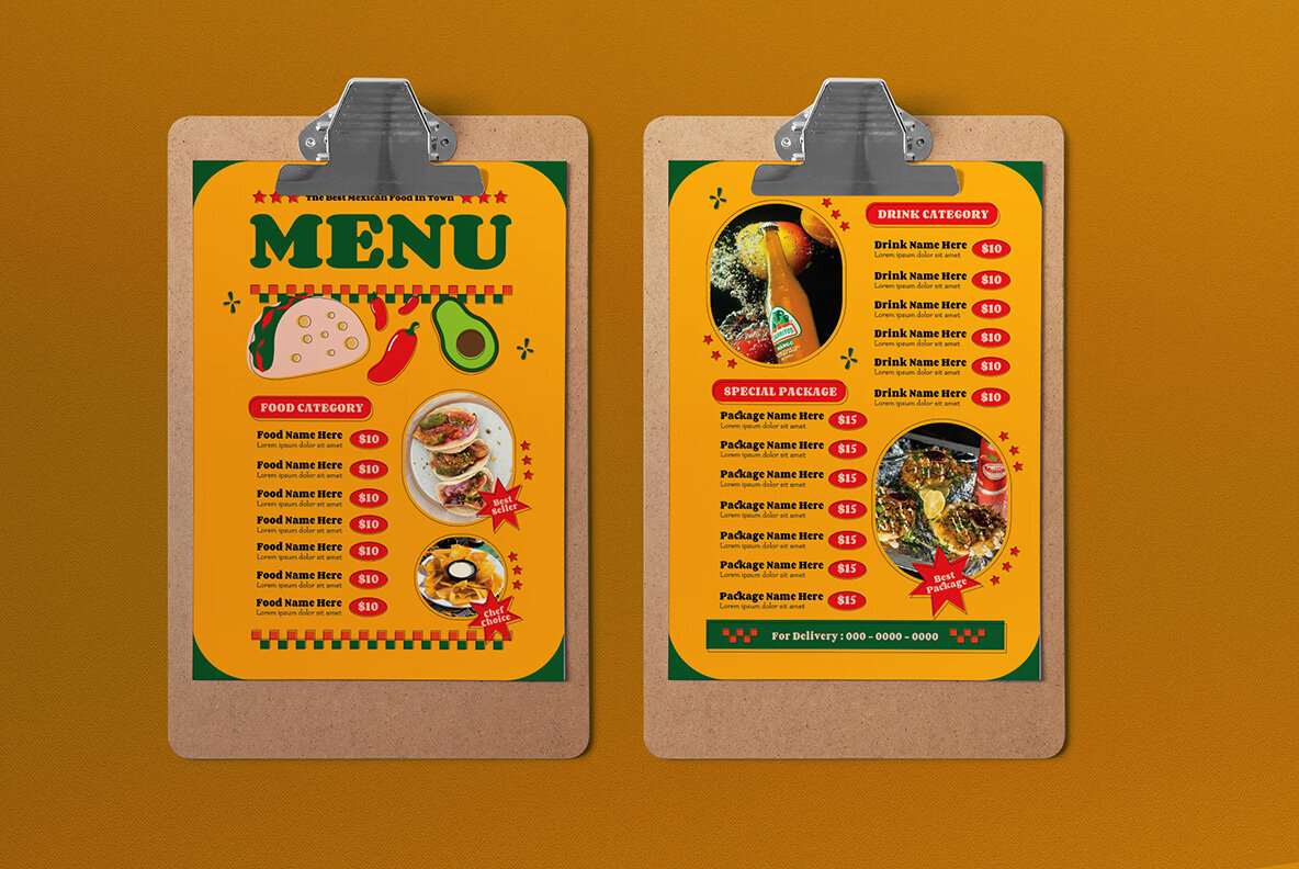 Yellow Flat Design Mexico Food Menu 2