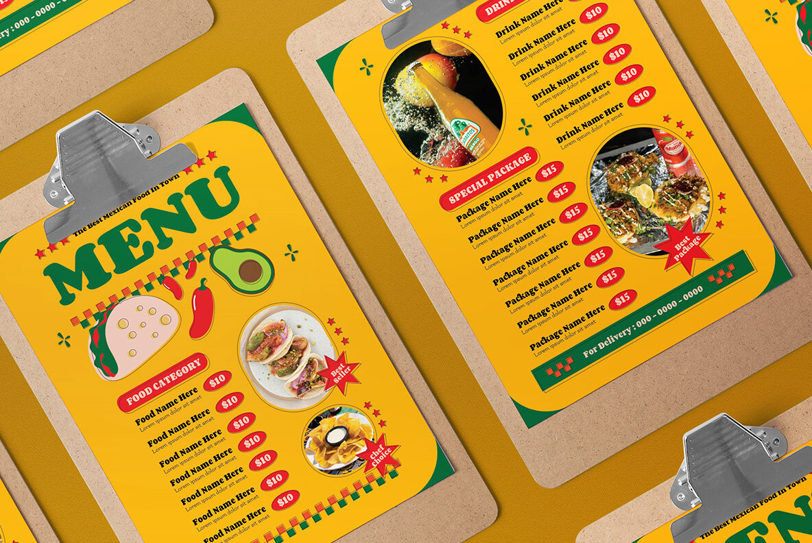 Yellow Flat Design Mexico Food Menu 4