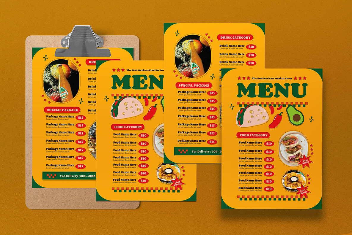 Yellow Flat Design Mexico Food Menu 5
