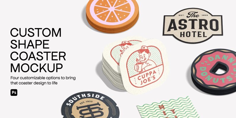 Custom Shape Coaster Mockup