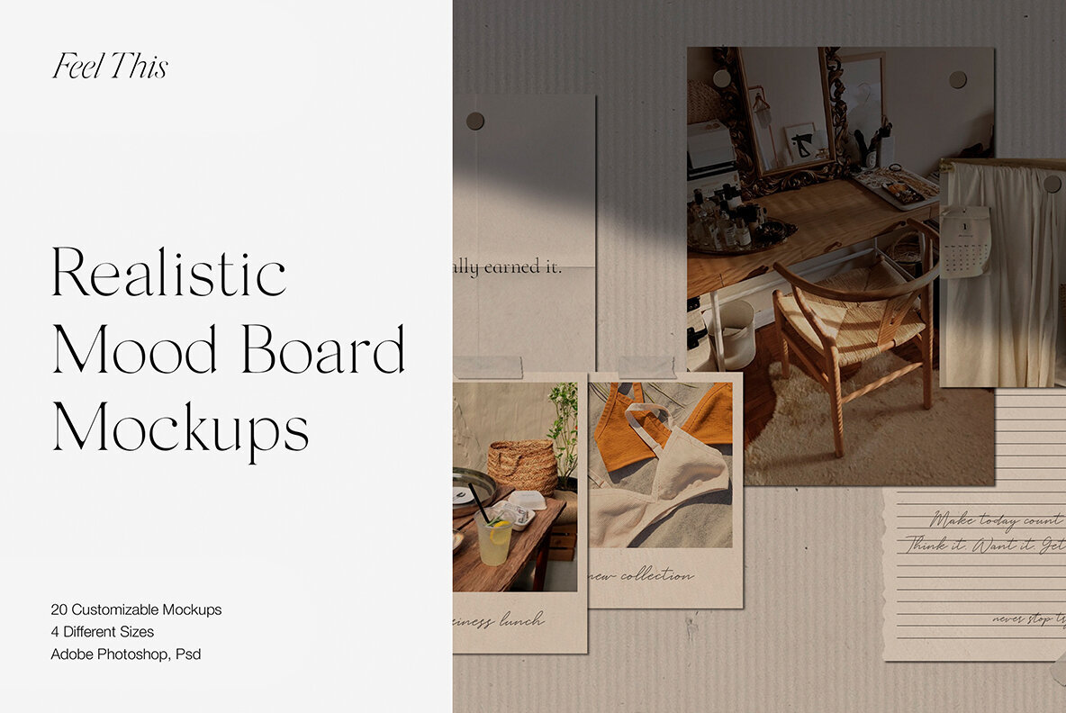 Realistic Mood Board Mockups l 1