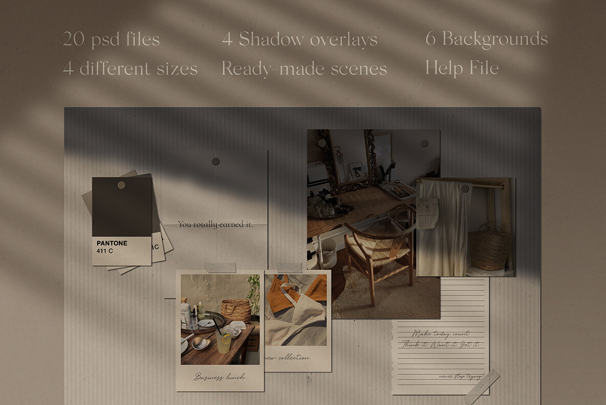 Realistic Mood Board Mockups l 15