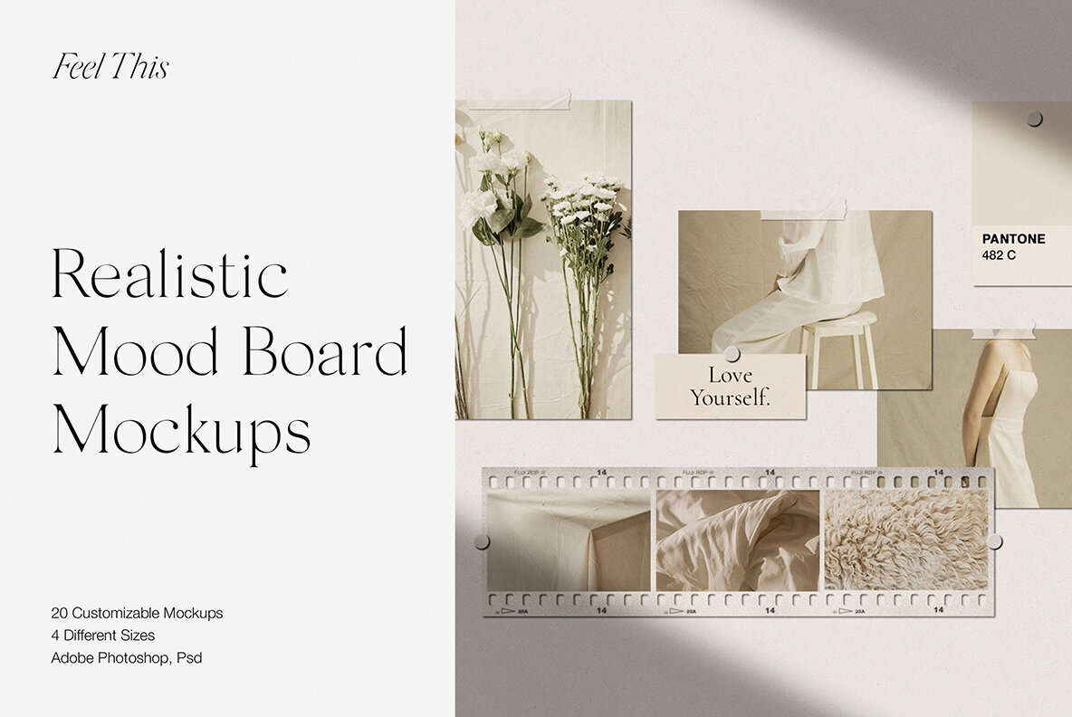 Realistic Mood Board Mockups V 1