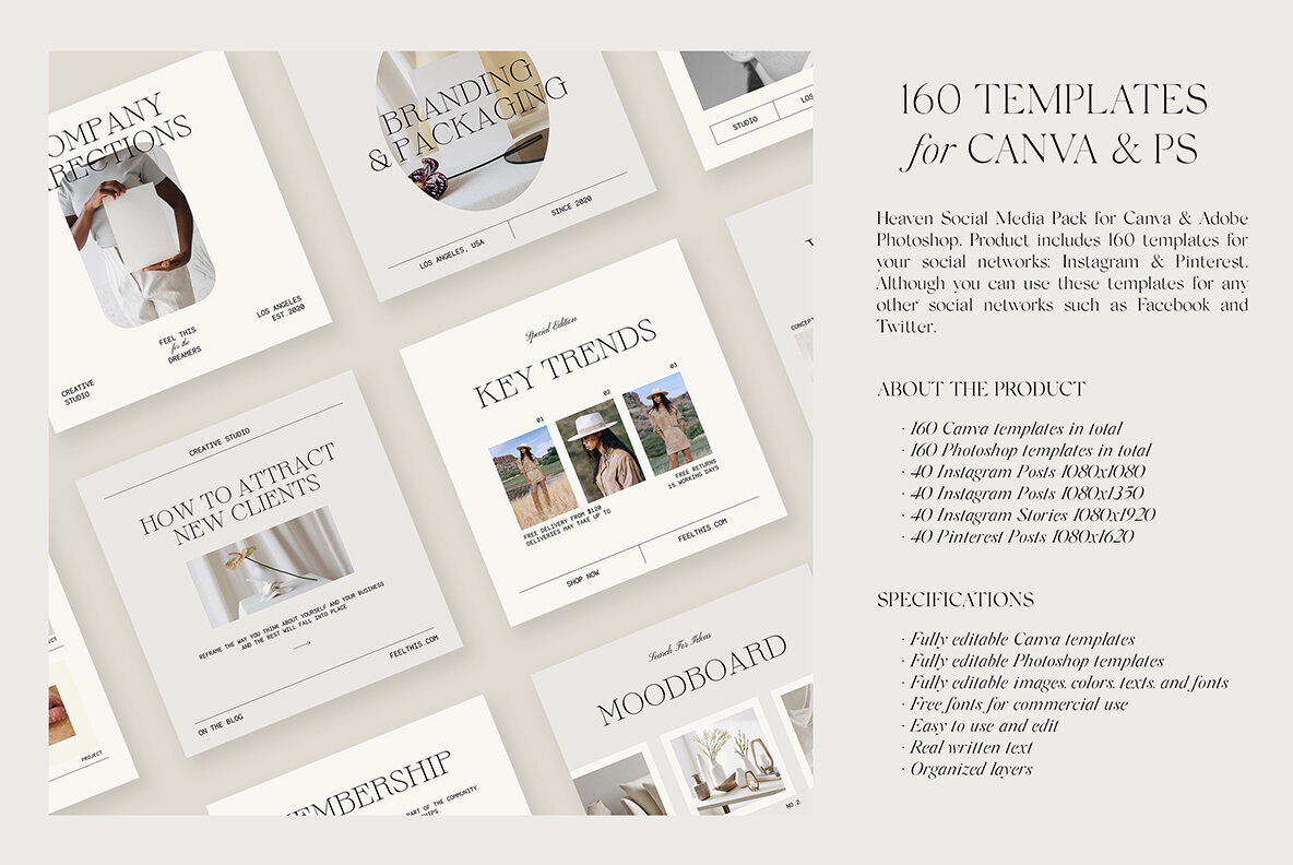 Heaven Instagram Social Media Pack Canva PS 2