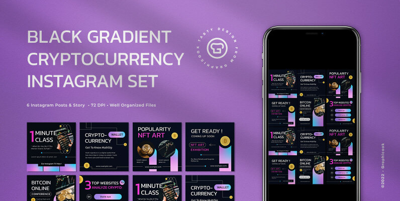 Black Gradient Crypto Instagram Pack