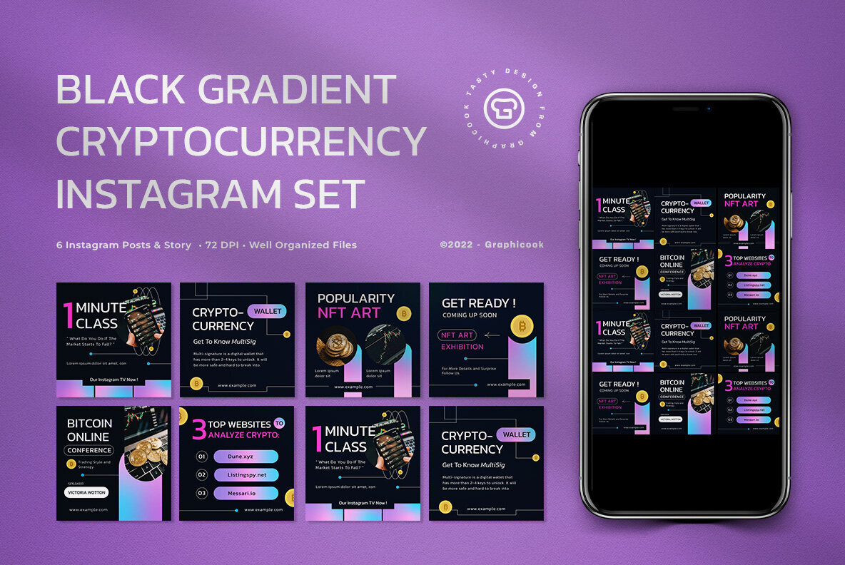 Black Gradient Crypto Instagram Pack 1