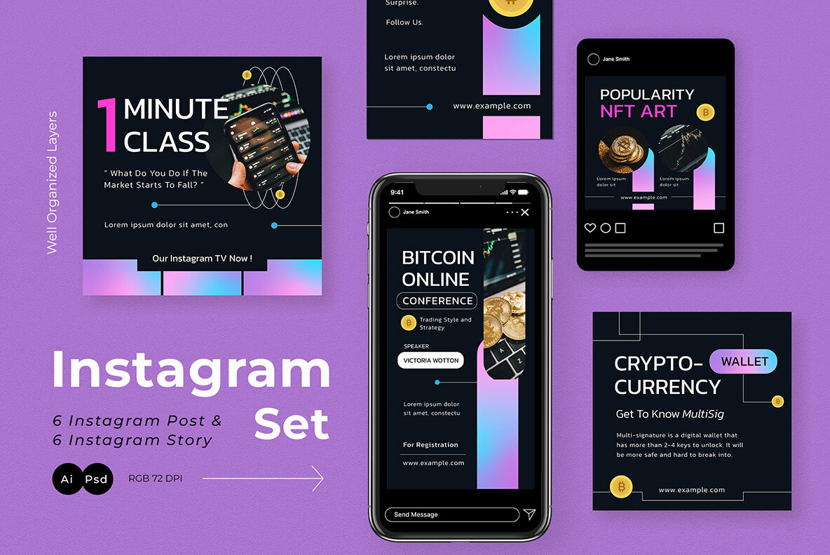 Black Gradient Crypto Instagram Pack 2