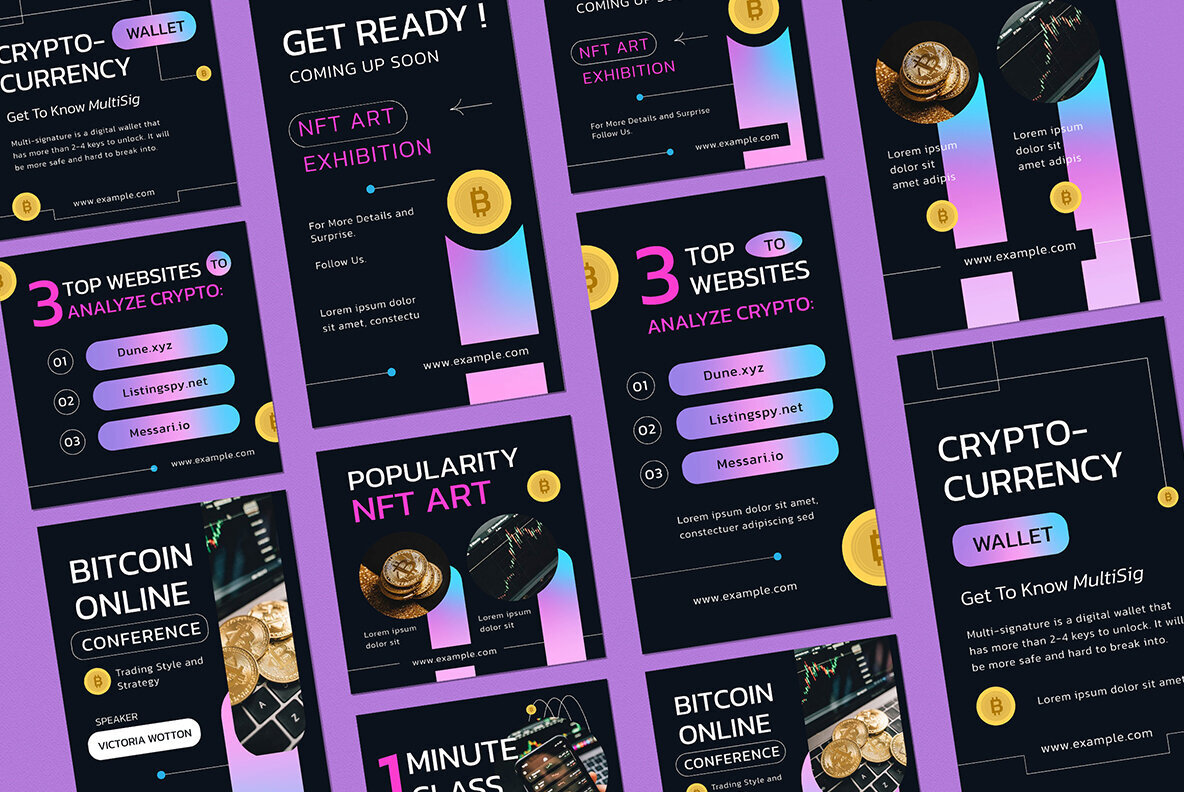 Black Gradient Crypto Instagram Pack 3