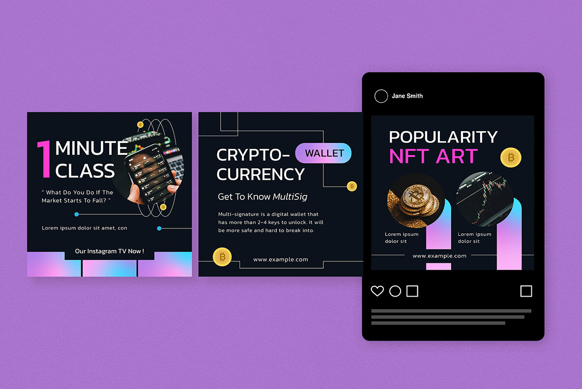 Black Gradient Crypto Instagram Pack 4