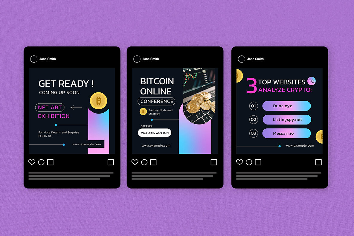 Black Gradient Crypto Instagram Pack 5