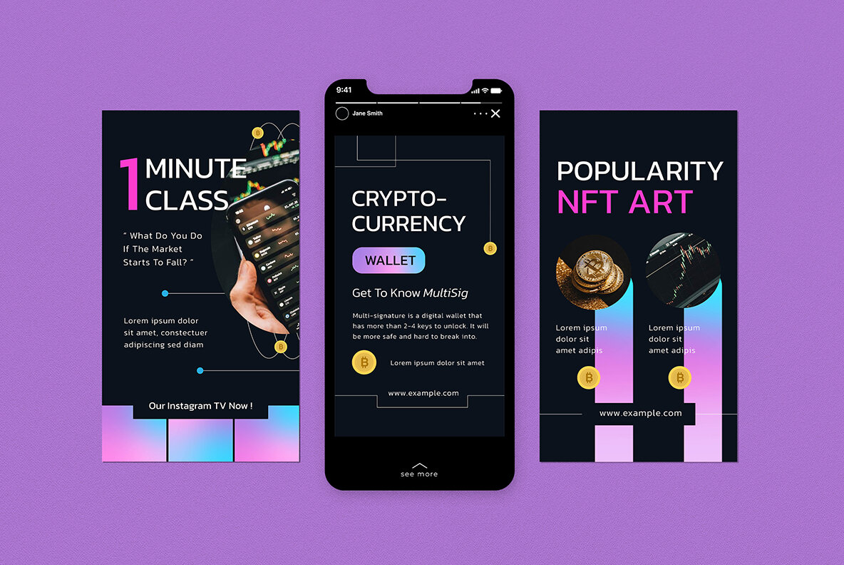 Black Gradient Crypto Instagram Pack 6