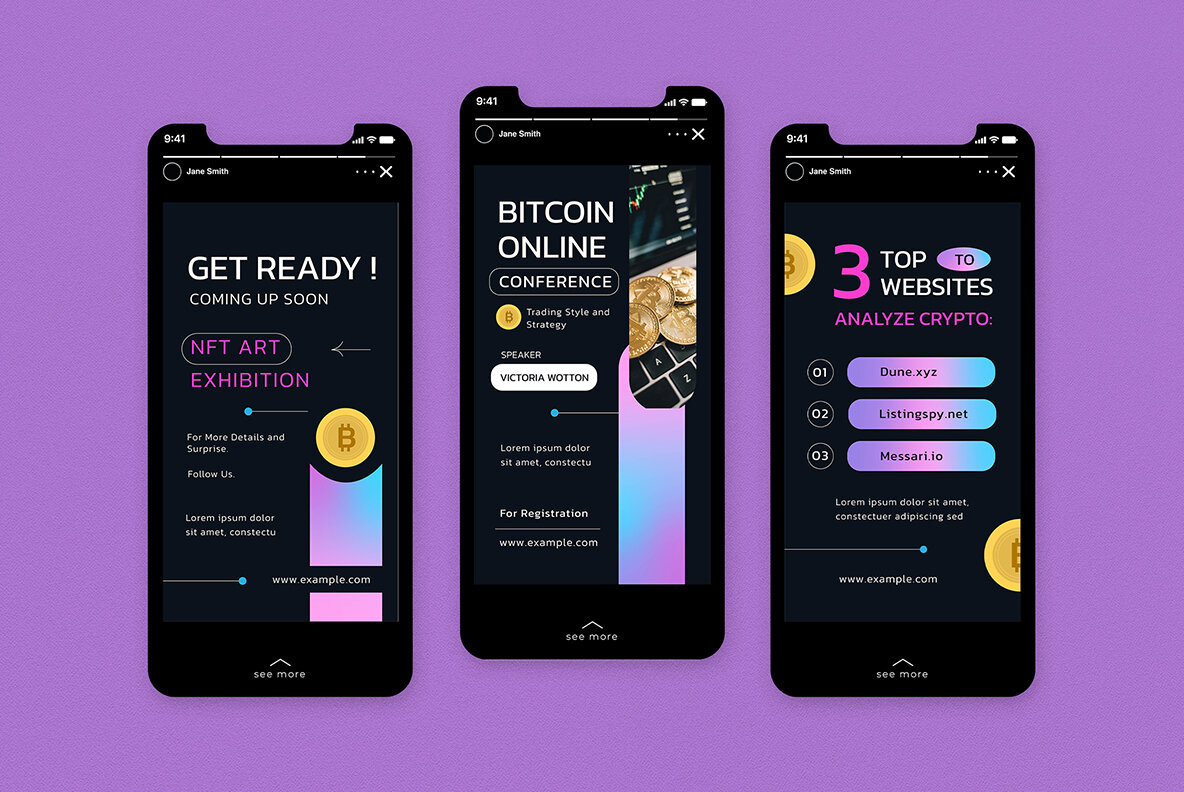 Black Gradient Crypto Instagram Pack 7