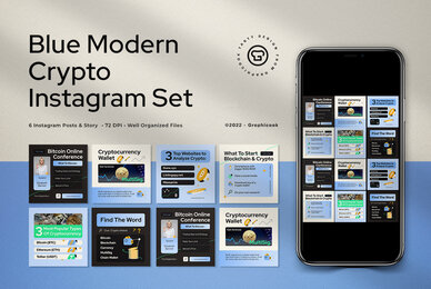Blue Modern Crypto Instagram Pack