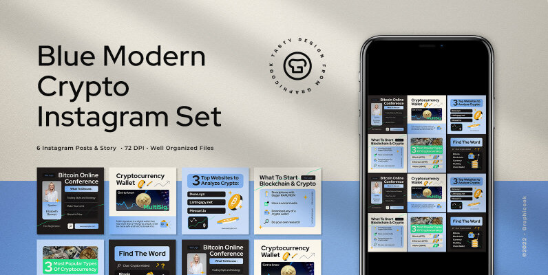 Blue Modern Crypto Instagram Pack