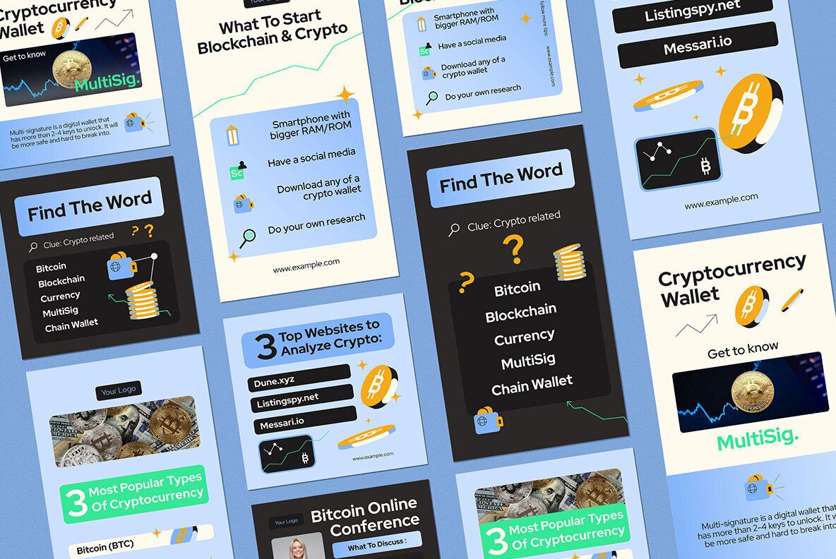Blue Modern Crypto Instagram Pack 3