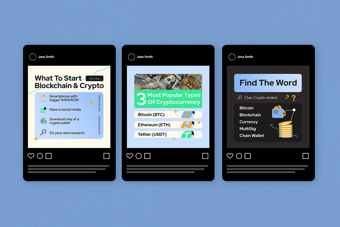 Blue Modern Crypto Instagram Pack 5