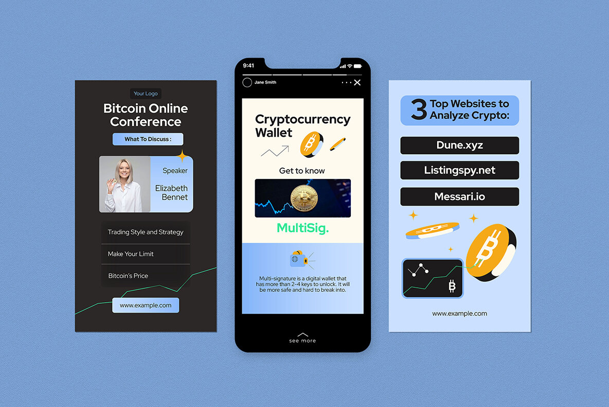 Blue Modern Crypto Instagram Pack 6