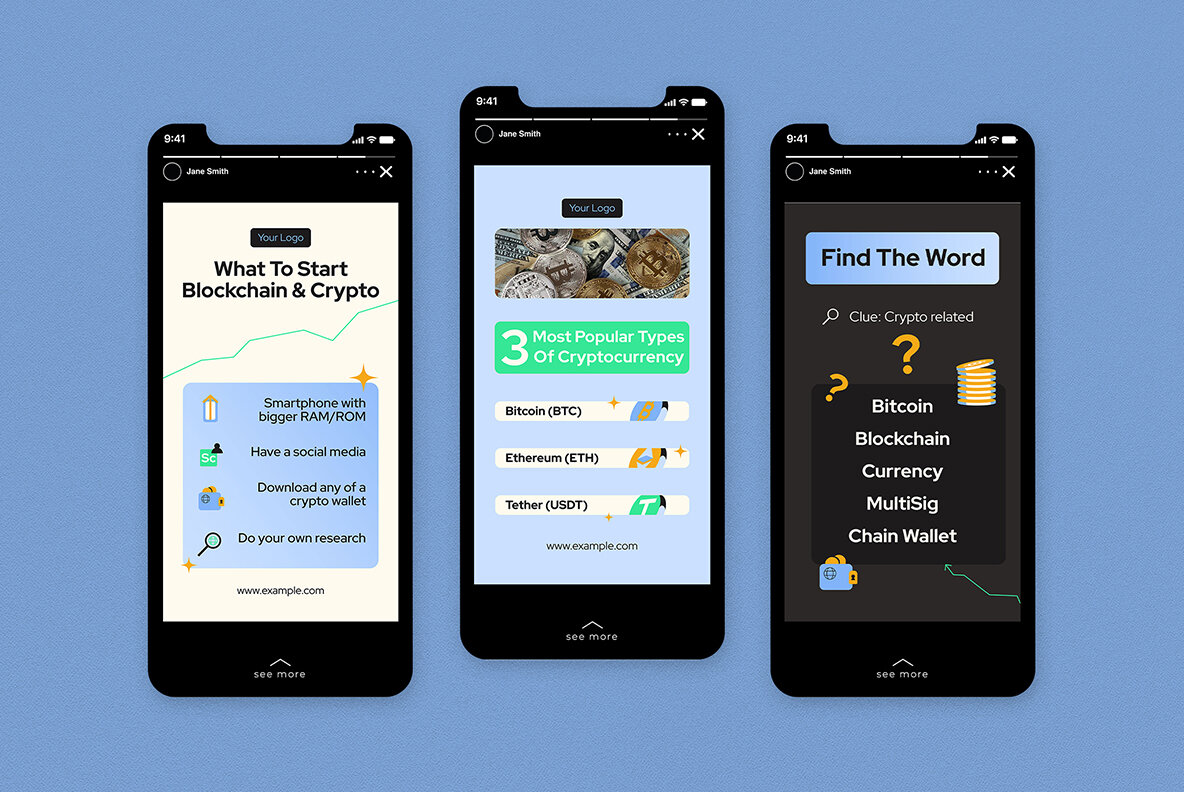 Blue Modern Crypto Instagram Pack 7