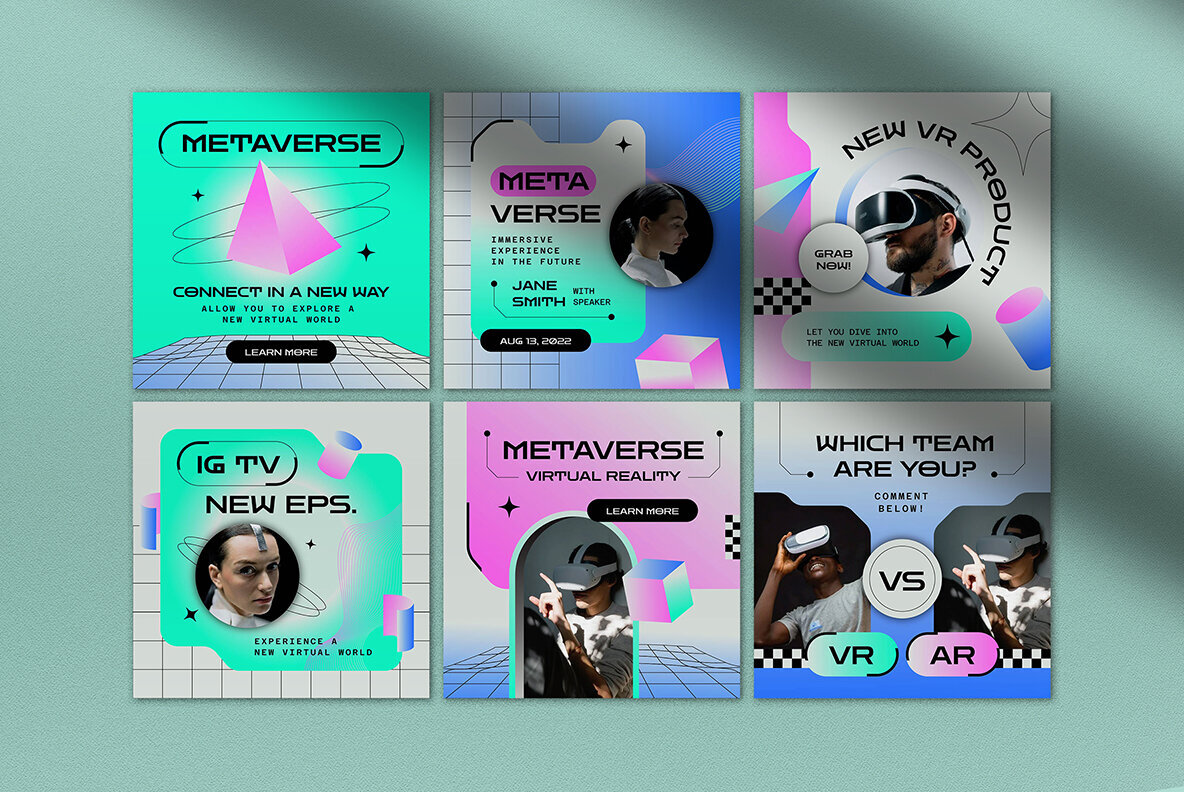 Green 90s Gradient Metaverse Instagram Pack 3