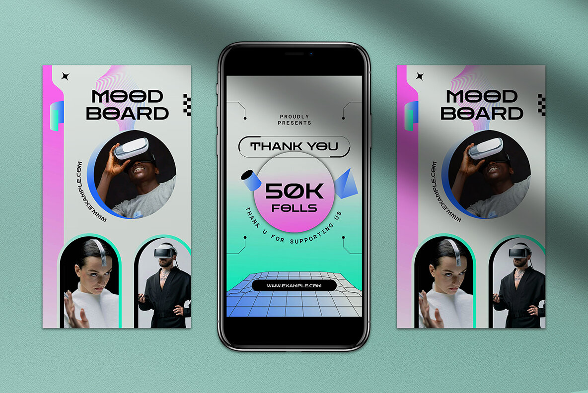 Green 90s Gradient Metaverse Instagram Pack 6