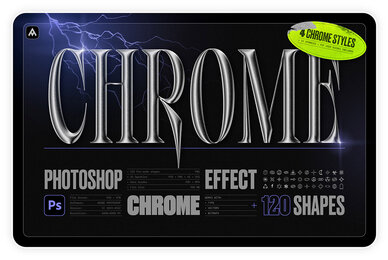 Chrome 3D Effect for Photoshop  120 Shapes