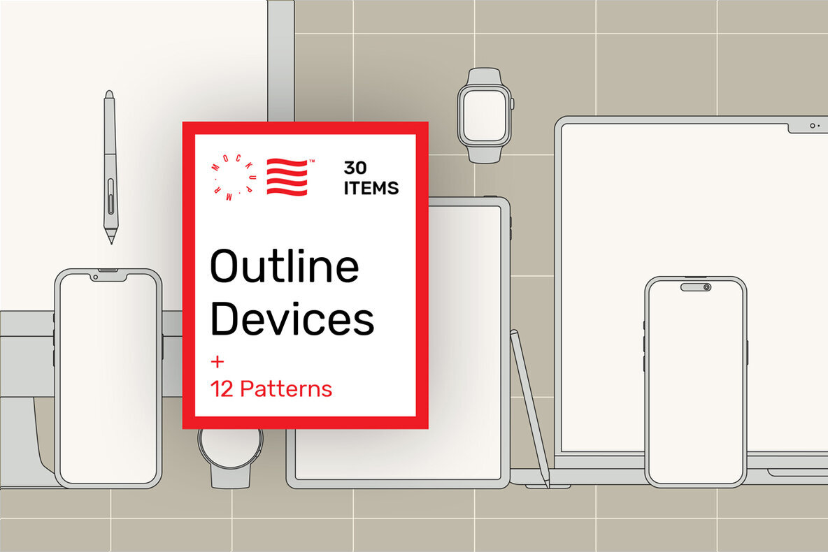 Outline Device Mockups   12 Patterns 1