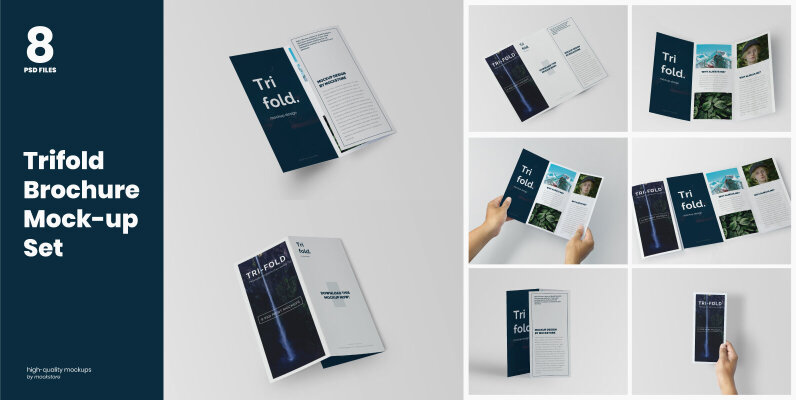 Trifold Brochure Mock up Set