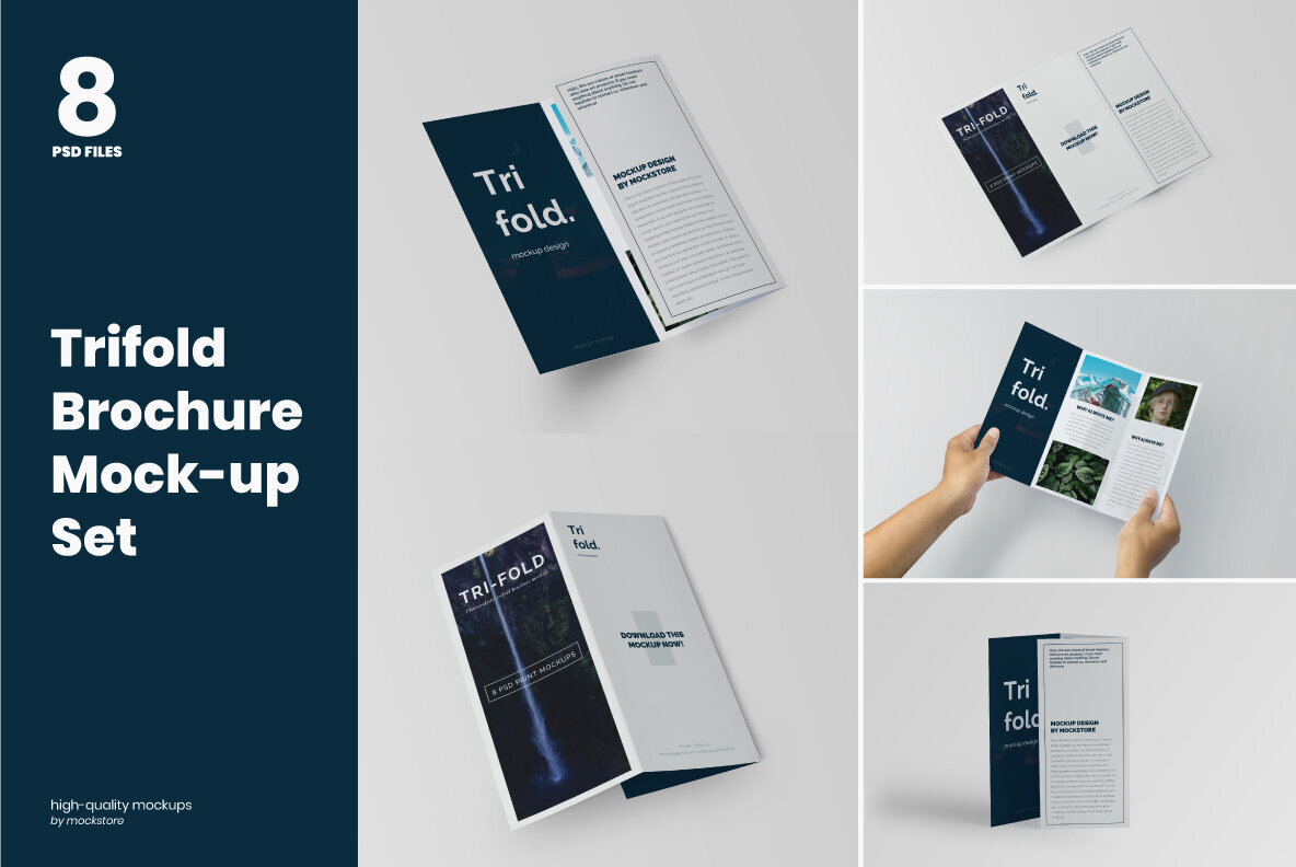 Trifold Brochure Mock up Set 1