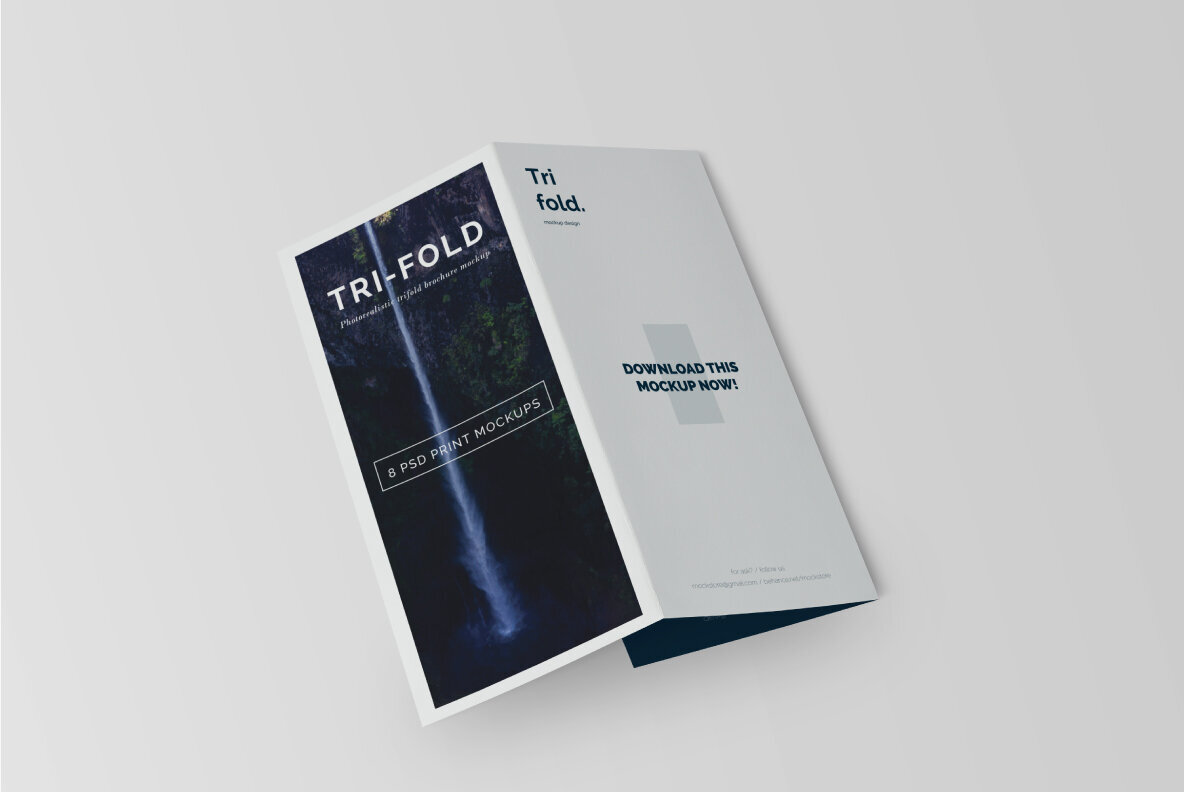 Trifold Brochure Mock up Set 3