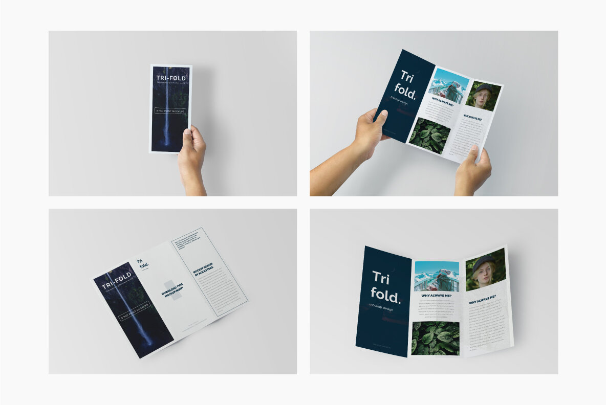 Trifold Brochure Mock up Set 4
