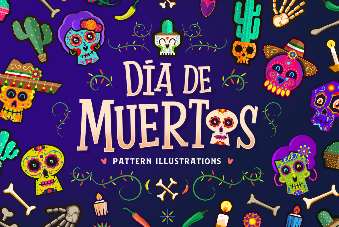 Day of The Dead Pattern Illustrations 1